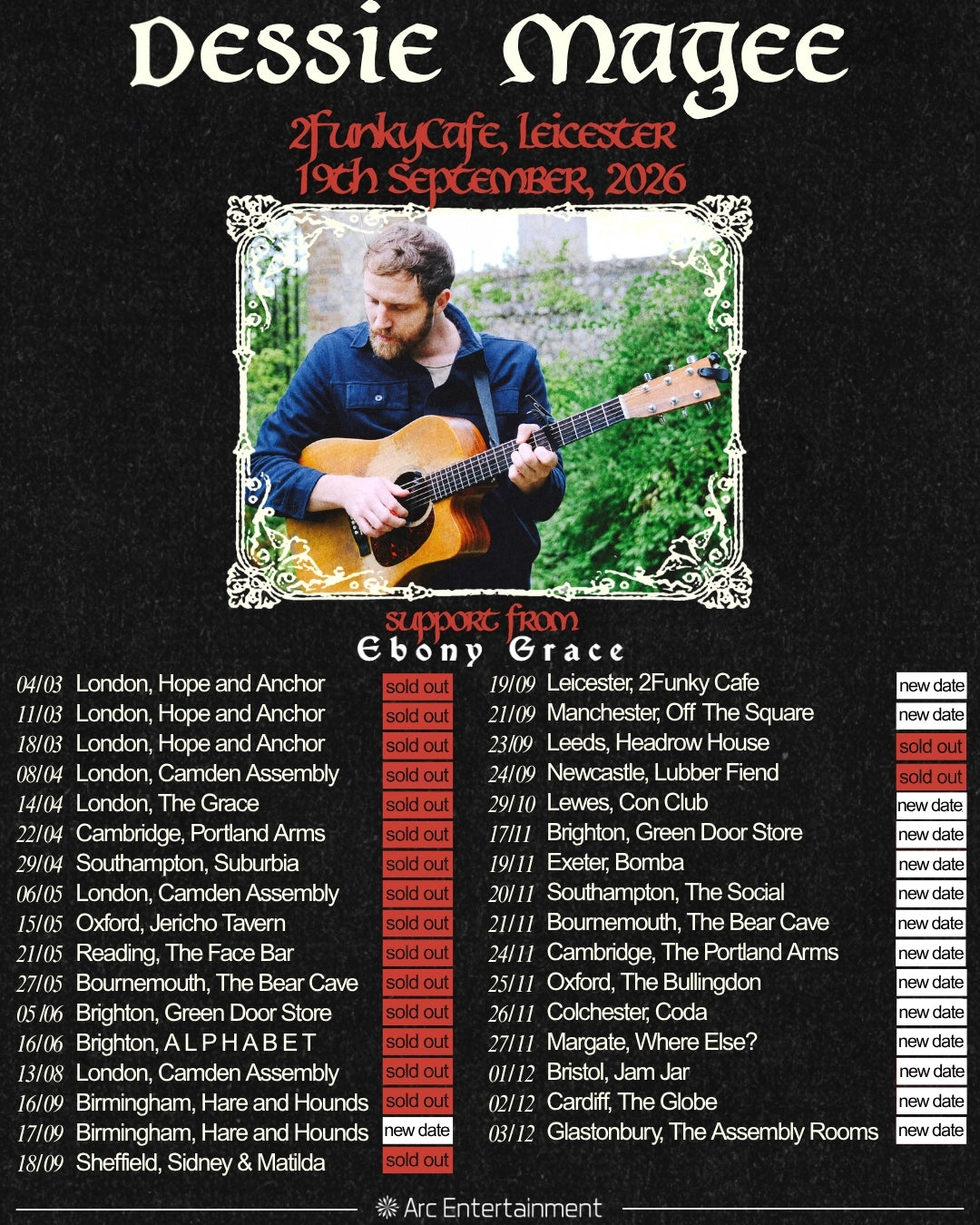 DESSIE MAGEE @ 2funkycafe, Leicester - 19th September 2026 - DOORS 7:30PM