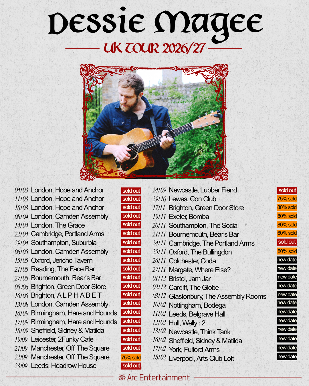 DESSIE MAGEE @ Fulford Arms, York -  17th Feb 2027 -  DOORS 7:30pm