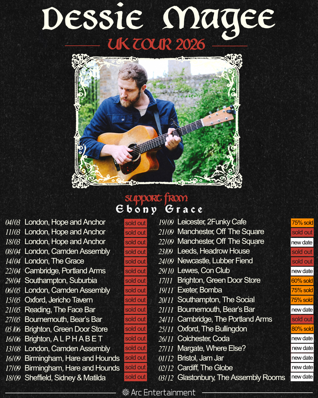 DESSIE MAGEE @ Lewes Con Club, Lewes -  29th October 2026  -  DOORS 7:30pm